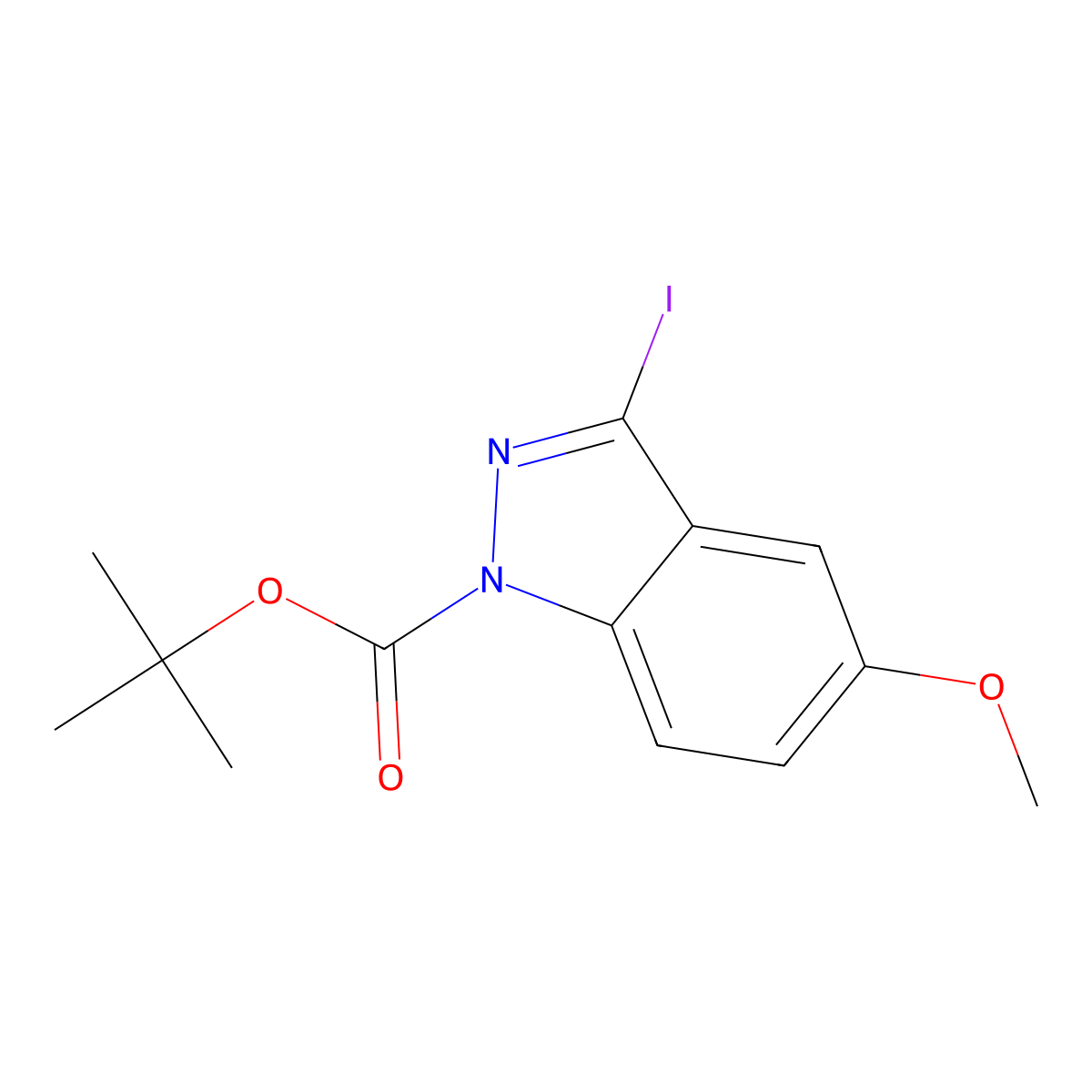 tert-Butyl 3-iodo-5-methoxy-1H-indazole-1-carboxylate molecular structure, CAS 290368-03-5