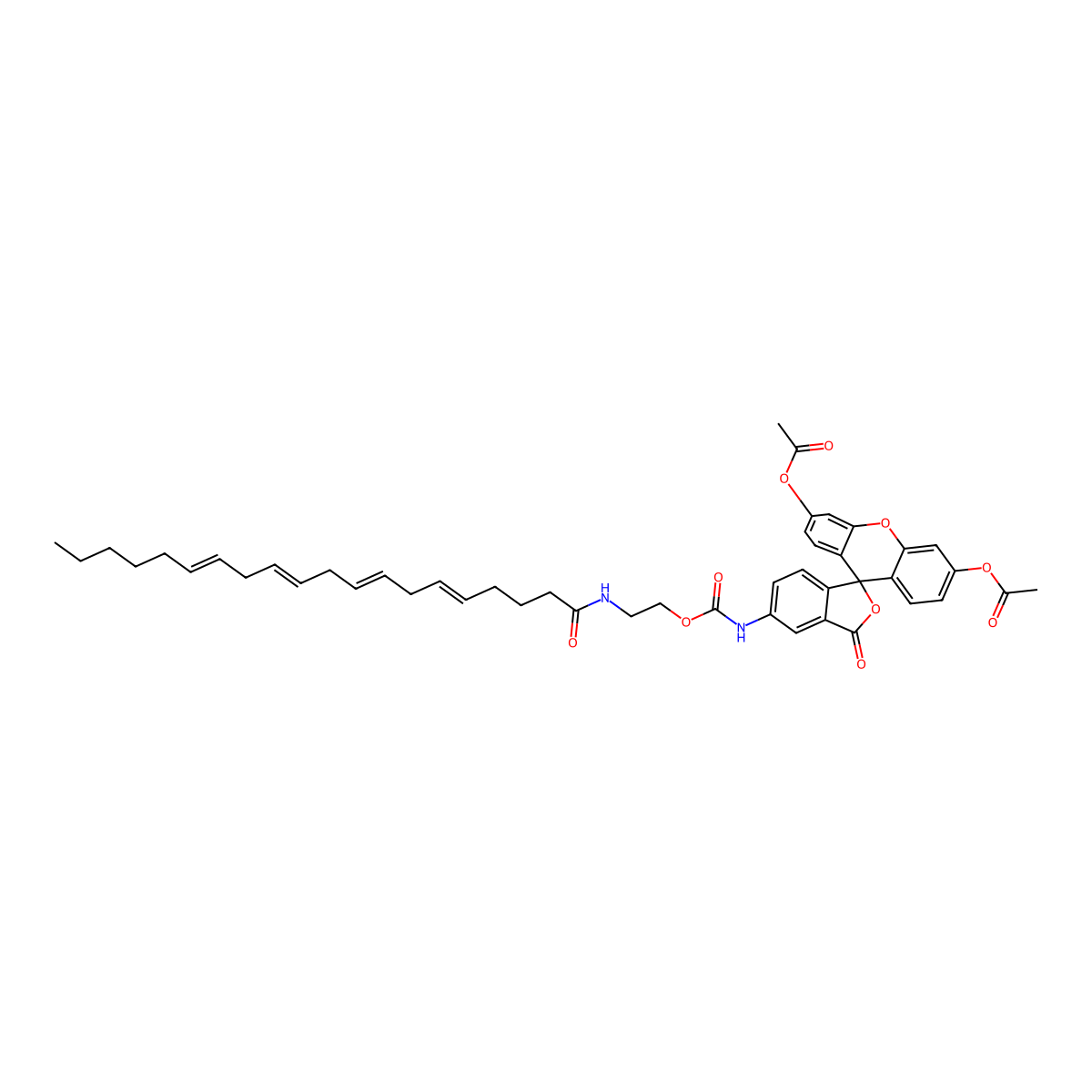 [6'-Acetyloxy-5-[2-(icosa-5,8,11,14-tetraenoylamino)ethoxycarbonylamino]-3-oxospiro[2-benzofuran-1,9'-xanthene]-3'-yl] acetate molecular structure, CAS 290374-09-3