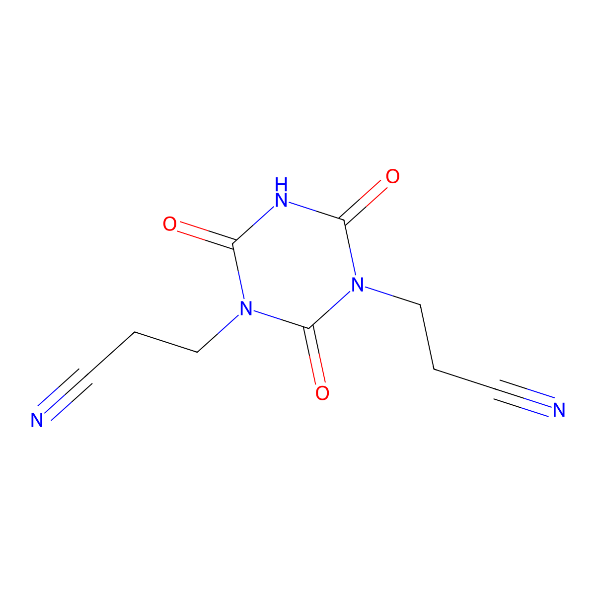 3,3'-(2,4,6-Trioxo-1,3,5-triazinane-1,3-diyl)dipropanenitrile molecular structure, CAS 2904-27-0