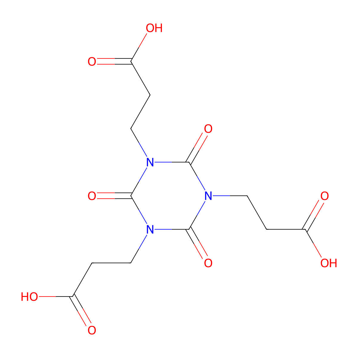 1,3,5-Triazine-1,3,5(2H,4H,6H)-tripropanoic acid, 2,4,6-trioxo- molecular structure, CAS 2904-41-8