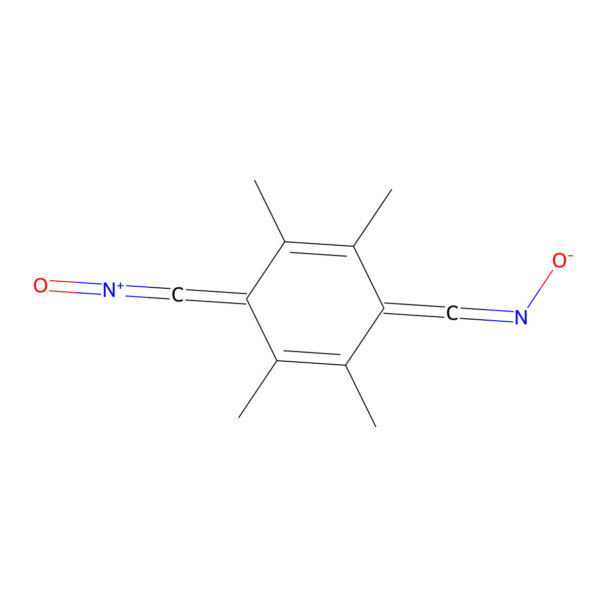 1,4-Benzenedicarbonitrile, 2,3,5,6-tetramethyl-, N1,N4-dioxide molecular structure, CAS 2904-60-1