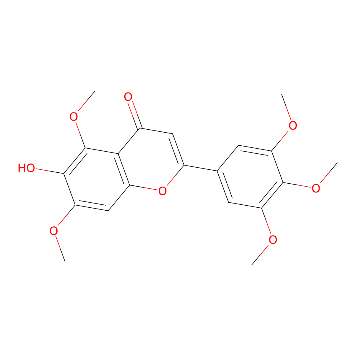 6-Hydroxy-5,7,3',4',5'-pentamethoxyflavone molecular structure, CAS 29043-06-9