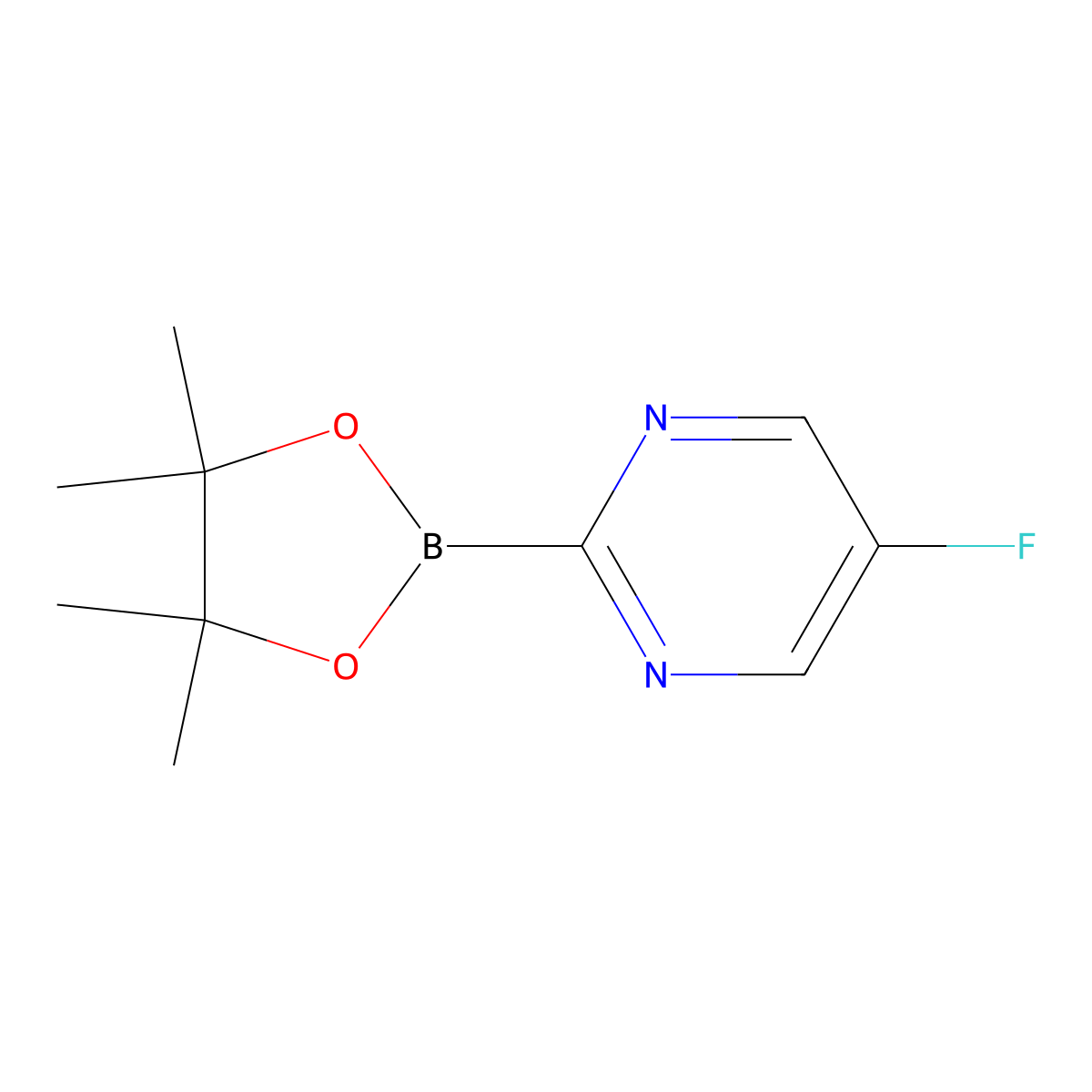 5-Fluoro-2-(tetramethyl-1,3,2-dioxaborolan-2-yl)pyrimidine molecular structure, CAS 2904585-25-5