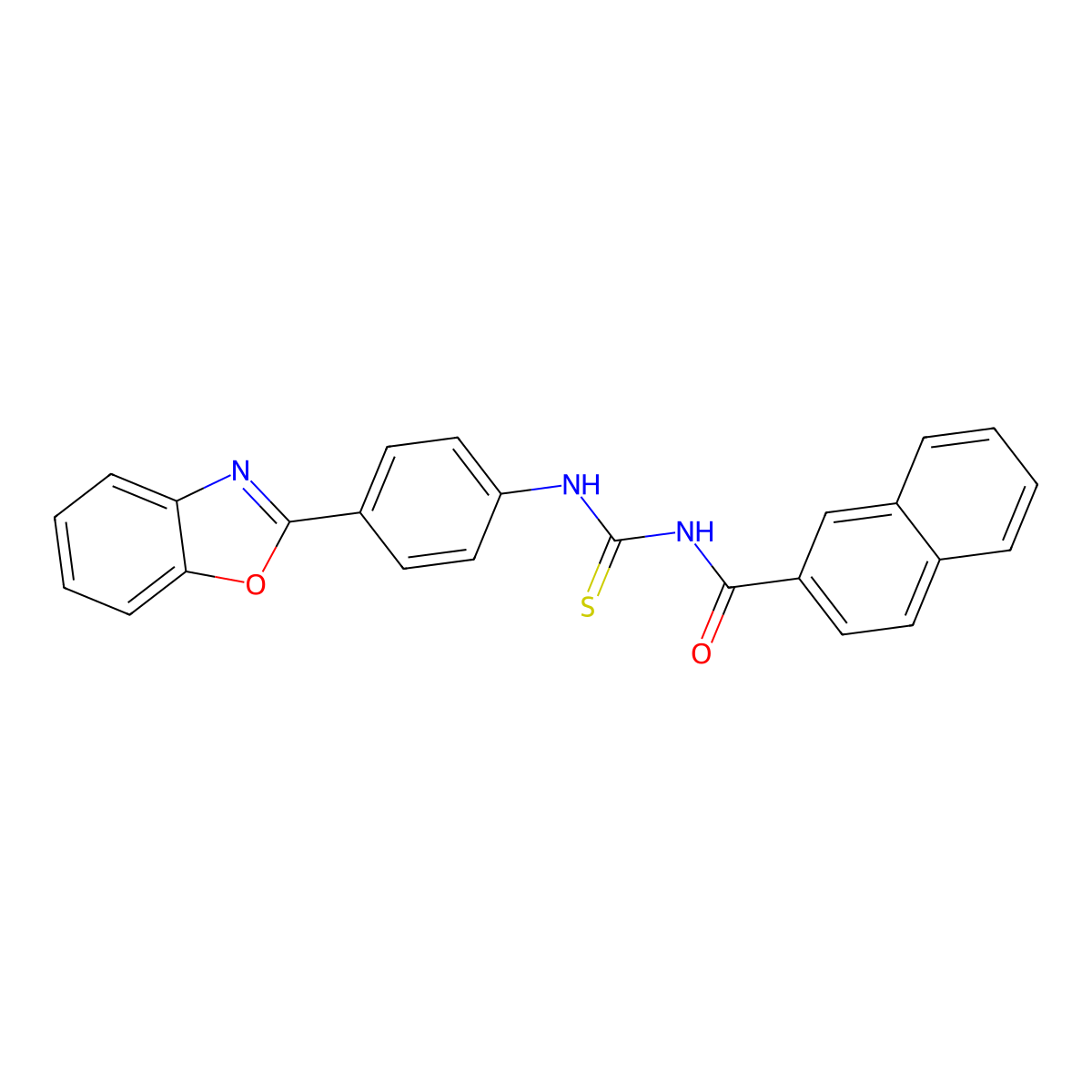 N-((4-(Benzo[d]oxazol-2-yl)phenyl)carbamothioyl)-2-naphthamide molecular structure, CAS 2904682-19-3