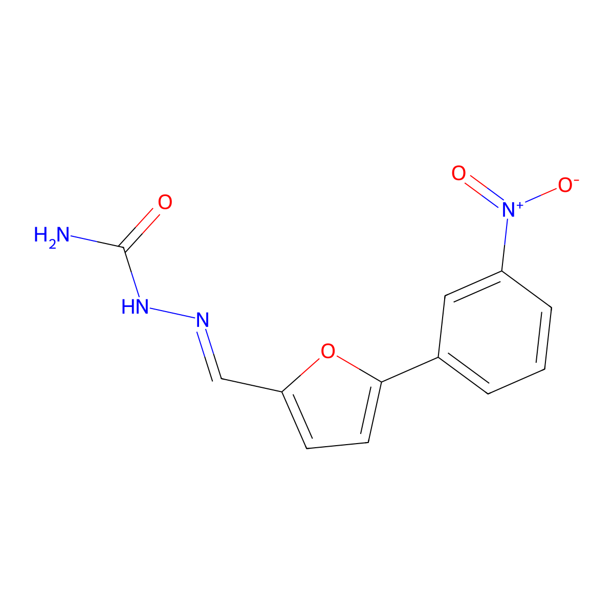 2-[[5-(3-Nitrophenyl)-2-furanyl]methylene]hydrazinecarboxamide molecular structure, CAS 29048-37-1