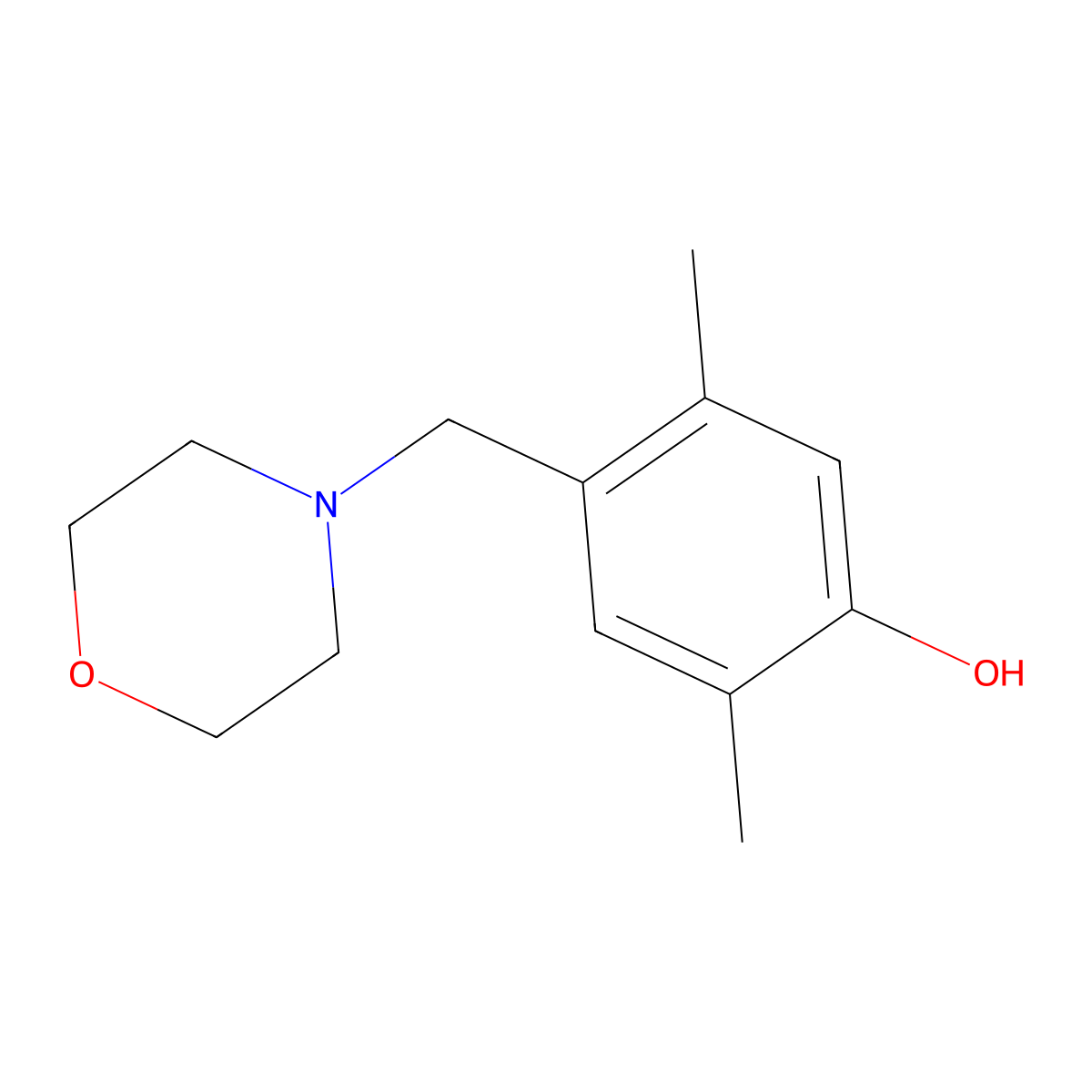 2,5-Dimethyl-4-(morpholin-4-ylmethyl)phenol molecular structure, CAS 29053-91-6