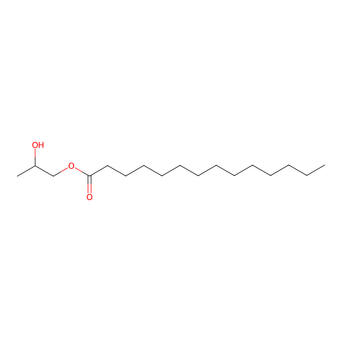 2-Hydroxypropyl tetradecanoate molecular structure, CAS 29059-24-3
