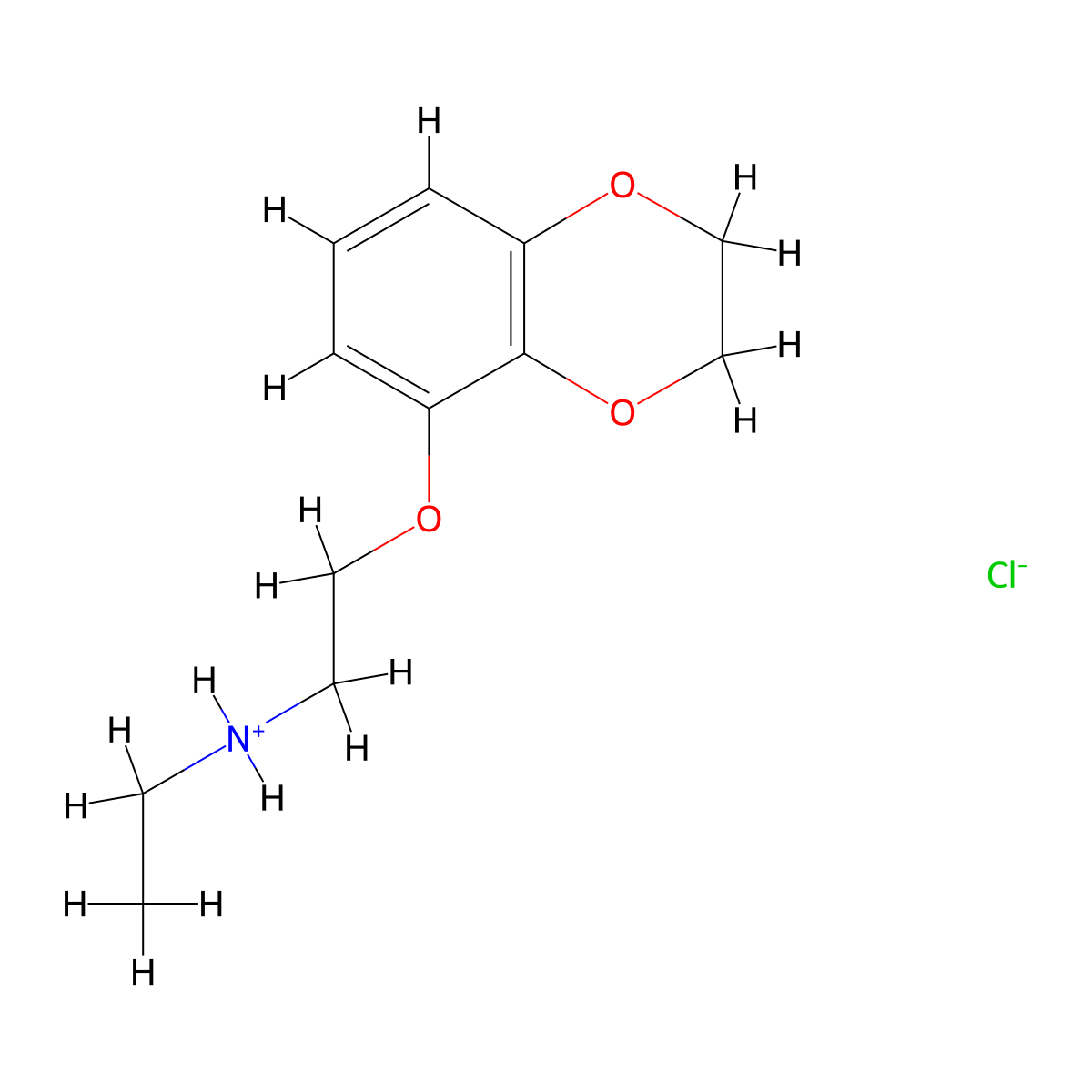 Diethylamine, 2-(1,4-benzodioxan-5-yloxy)-, hydrochloride molecular structure, CAS 2906-67-4