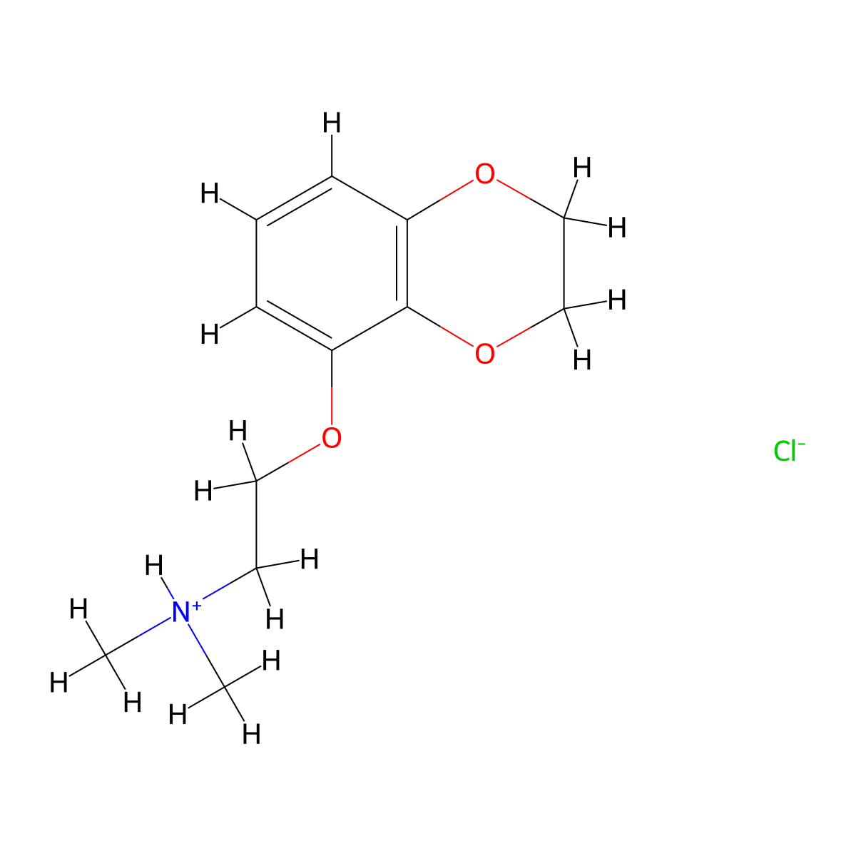 Ethylamine, 2-(1,4-benzodioxan-5-yloxy)-N,N-dimethyl-, hydrochloride molecular structure, CAS 2906-72-1