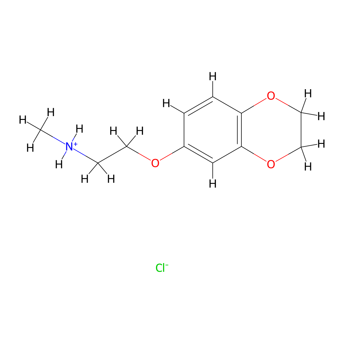 Ethylamine, 2-(1,4-benzodioxan-6-yloxy)-N-methyl-, hydrochloride molecular structure, CAS 2906-76-5
