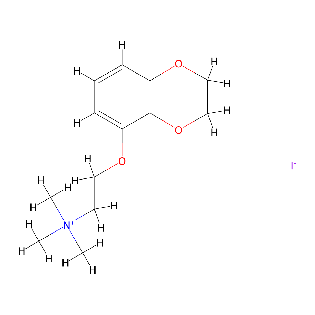 Ammonium, (2-(1,4-benzodioxan-5-yloxy)ethyl)trimethyl-, iodide molecular structure, CAS 2906-82-3