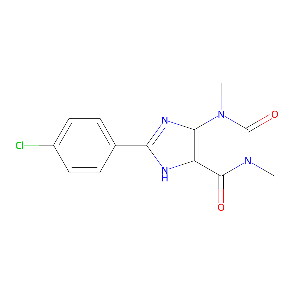 8-(4-Chloro-phenyl)-1,3-dimethyl-3,7-dihydro-purine-2,6-dione molecular structure, CAS 29064-02-6