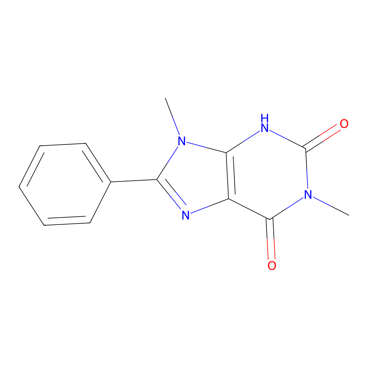 1,9-dimethyl-8-phenyl-3,9-dihydro-1H-purine-2,6-dione molecular structure, CAS 29064-04-8