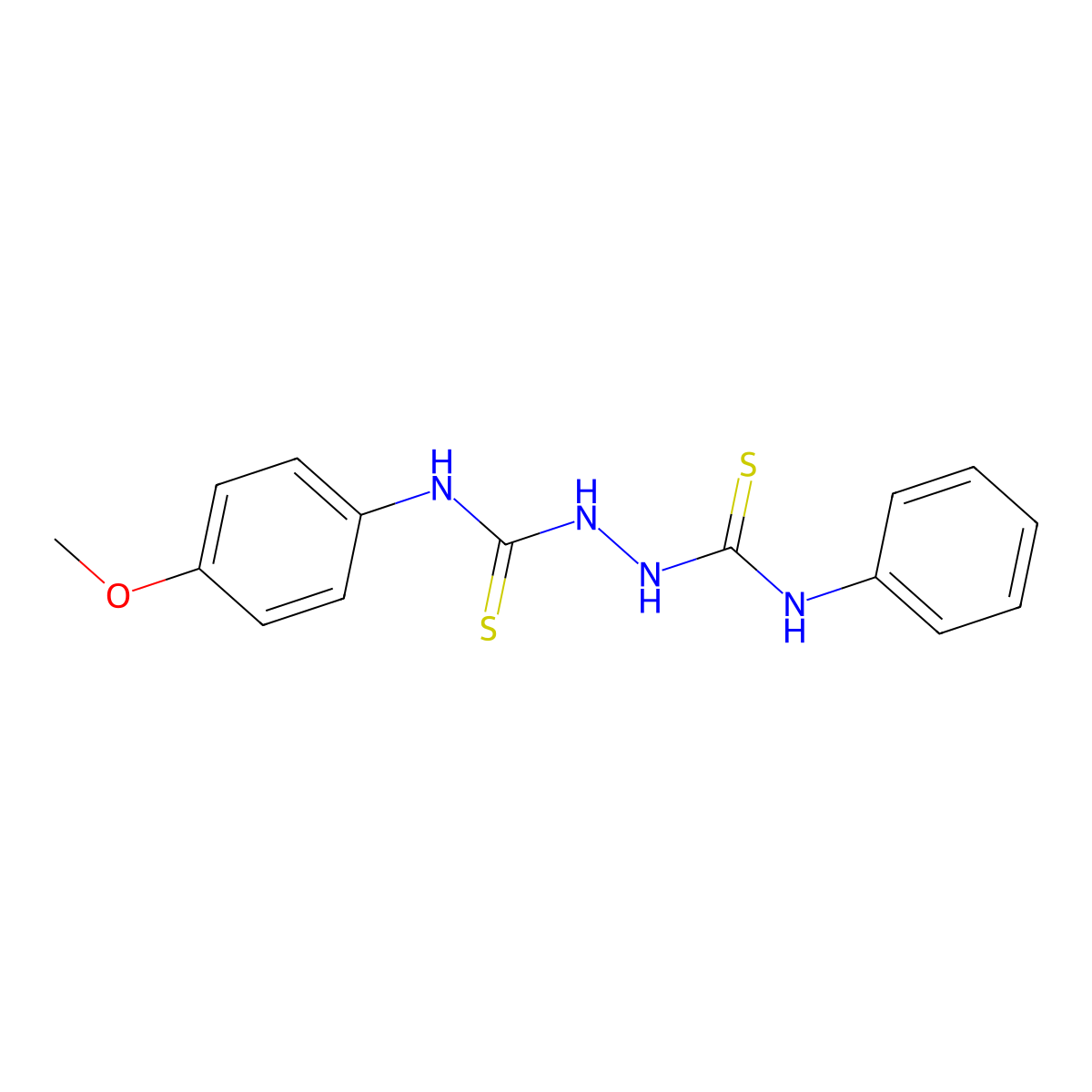 (2-(((4-Methoxyphenyl)amino)thioxomethyl)hydrazino)(phenylamino)methane-1-thione molecular structure, CAS 2907-30-4
