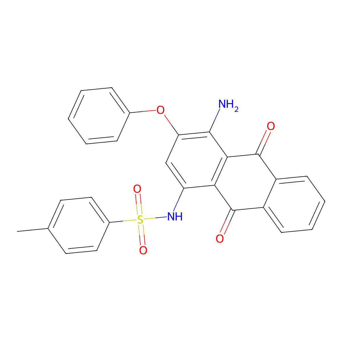 Benzenesulfonamide, N-(4-amino-9,10-dihydro-9,10-dioxo-3-phenoxy-1-anthracenyl)-4-methyl- molecular structure, CAS 2907-79-1