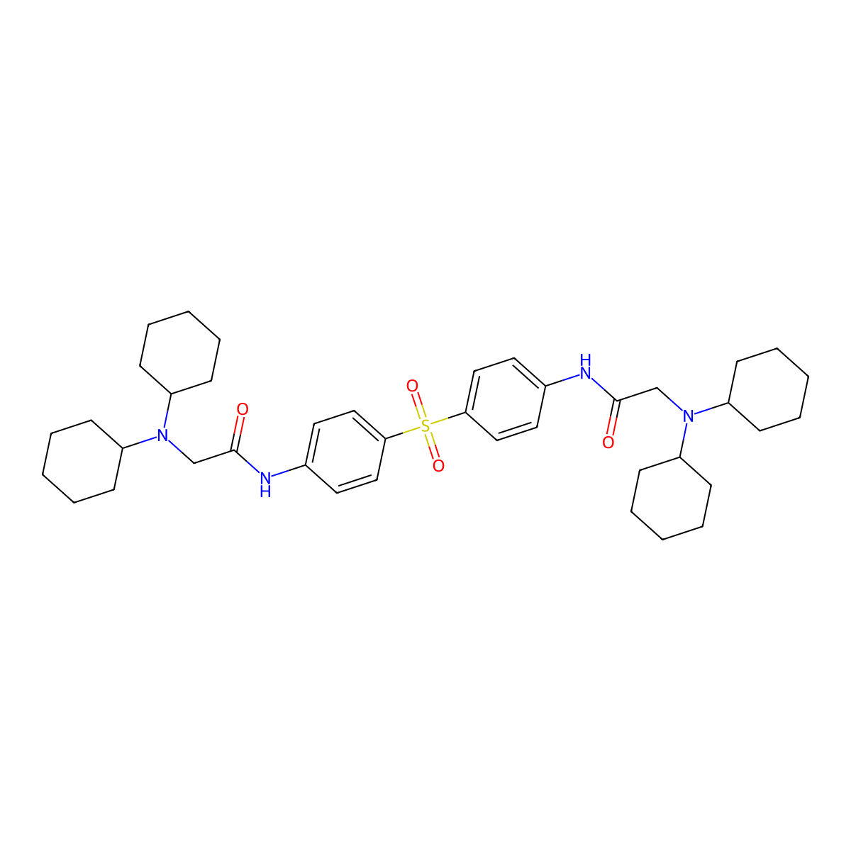 2-(dicyclohexylamino)-N-[4-[4-[[2-(dicyclohexylamino)acetyl]amino]phenyl]sulfonylphenyl]acetamide molecular structure, CAS 2907-88-2