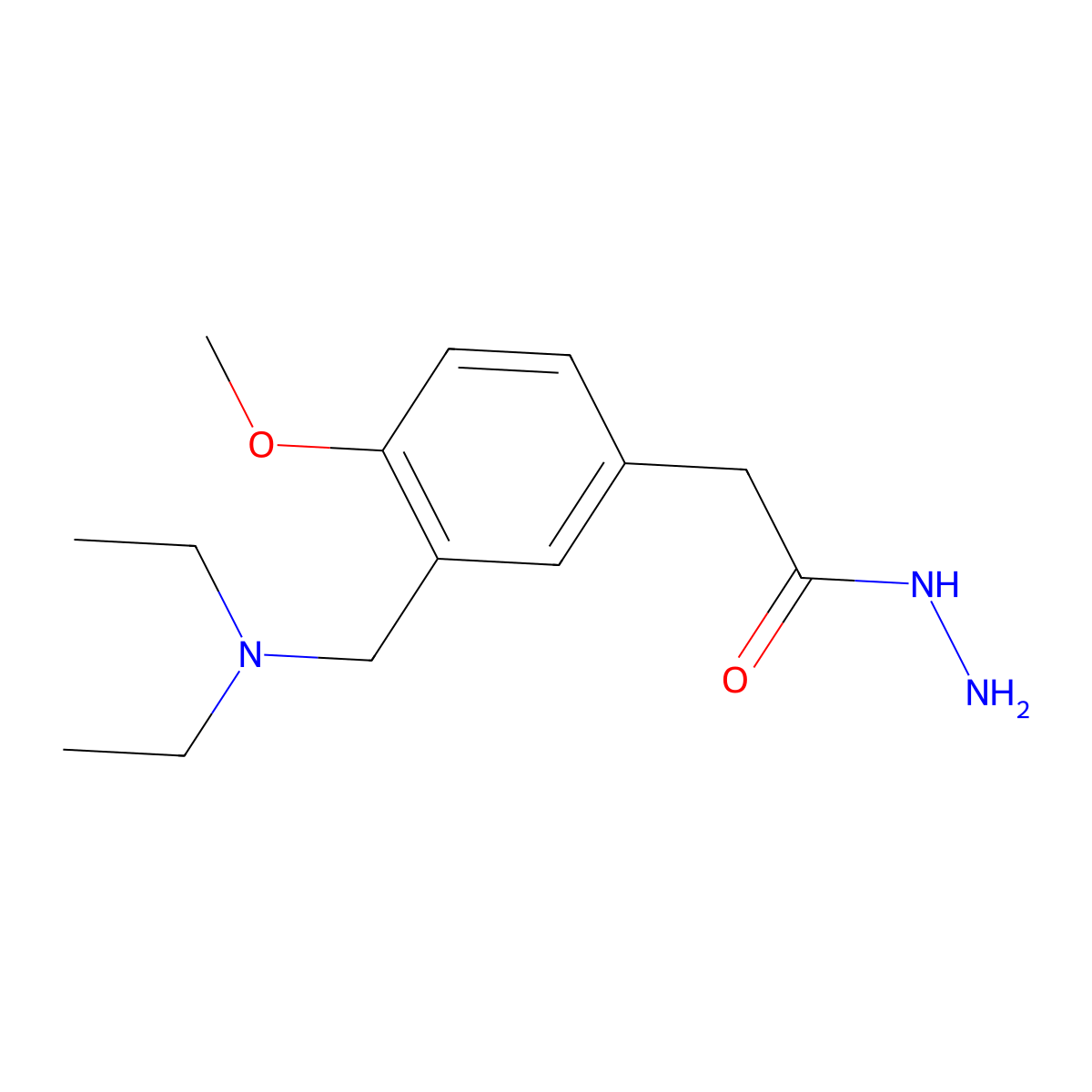 ACETIC ACID, (alpha-(DIETHYLAMINO)-4-METHOXY-m-TOLYL)-, HYDRAZIDE molecular structure, CAS 29076-33-3