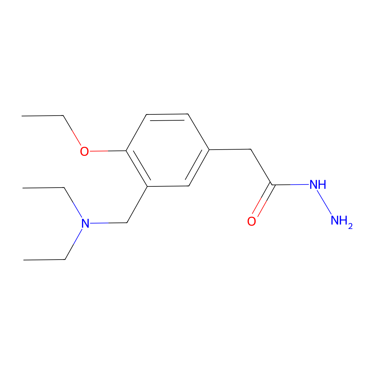ACETIC ACID, (alpha-(DIETHYLAMINO)-4-ETHOXY-m-TOLYL)-, HYDRAZIDE molecular structure, CAS 29076-35-5