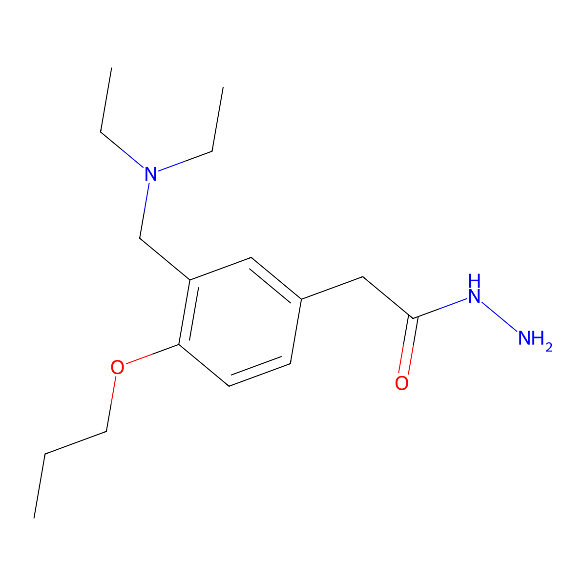 ACETIC ACID, (alpha-(DIETHYLAMINO)-4-PROPOXY-m-TOLYL)-, HYDRAZIDE molecular structure, CAS 29076-36-6