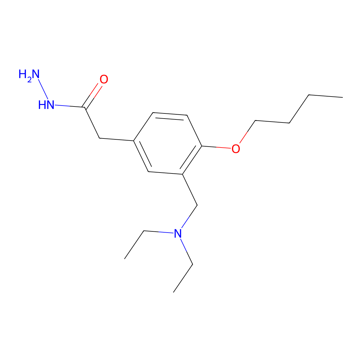 ACETIC ACID, (4-BUTOXY-alpha-(DIETHYLAMINO)-m-TOLYL)-, HYDRAZIDE molecular structure, CAS 29076-38-8
