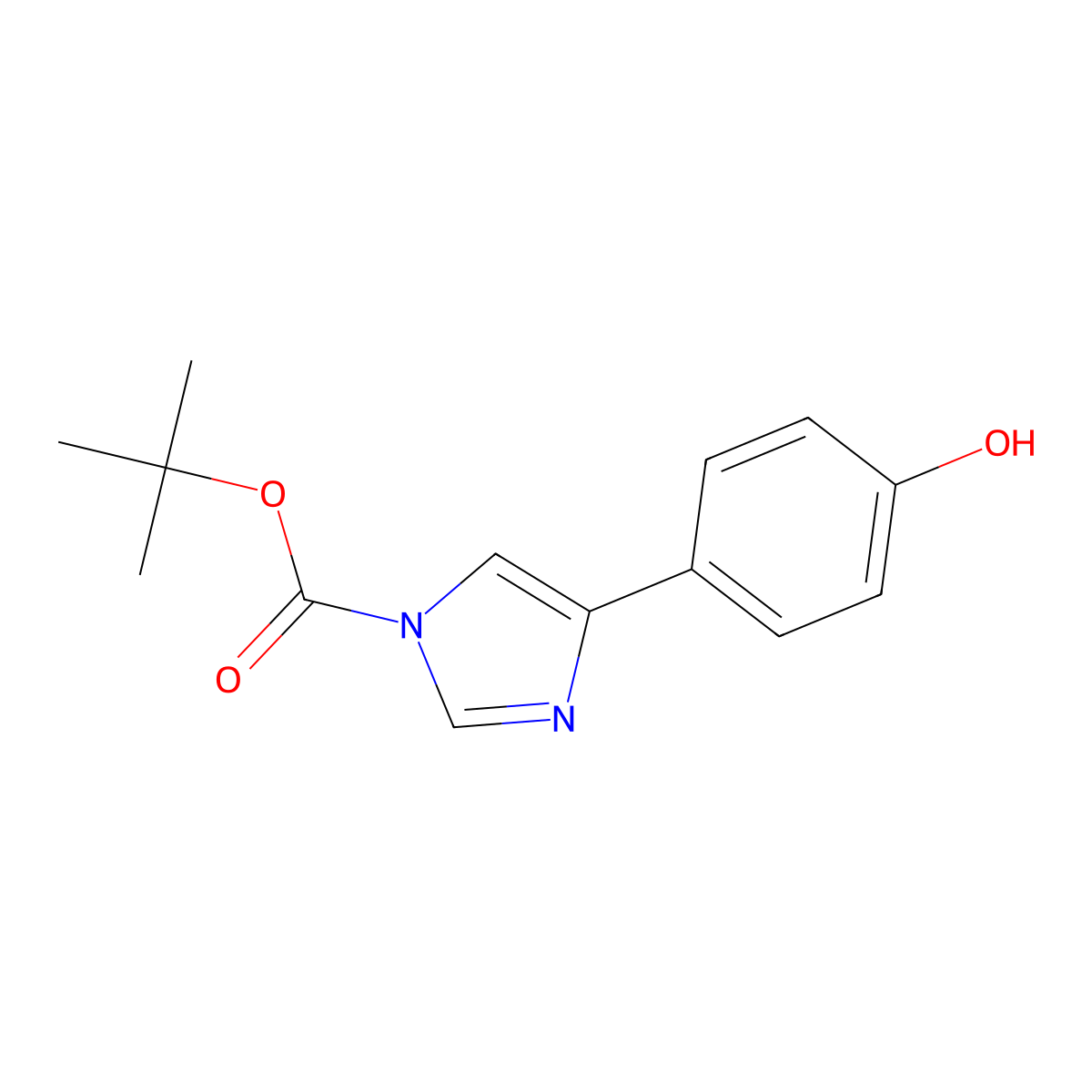 tert-Butyl 4-(4-hydroxyphenyl)-1H-imidazole-1-carboxylate molecular structure, CAS 2907705-96-6