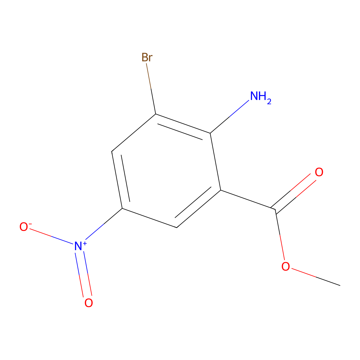 Methyl 2-amino-3-bromo-5-nitrobenzoate molecular structure, CAS 29081-48-9