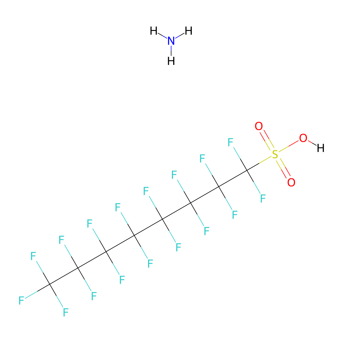 Ammonium heptadecafluorooctanesulphonate molecular structure, CAS 29081-56-9