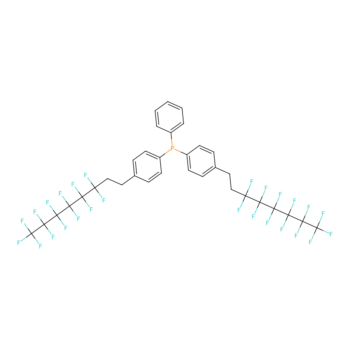 Phenylbis[4-(3,3,4,4,5,5,6,6,7,7,8,8,8-tridecafluorooctyl)phenyl]phosphine molecular structure, CAS 290827-94-0
