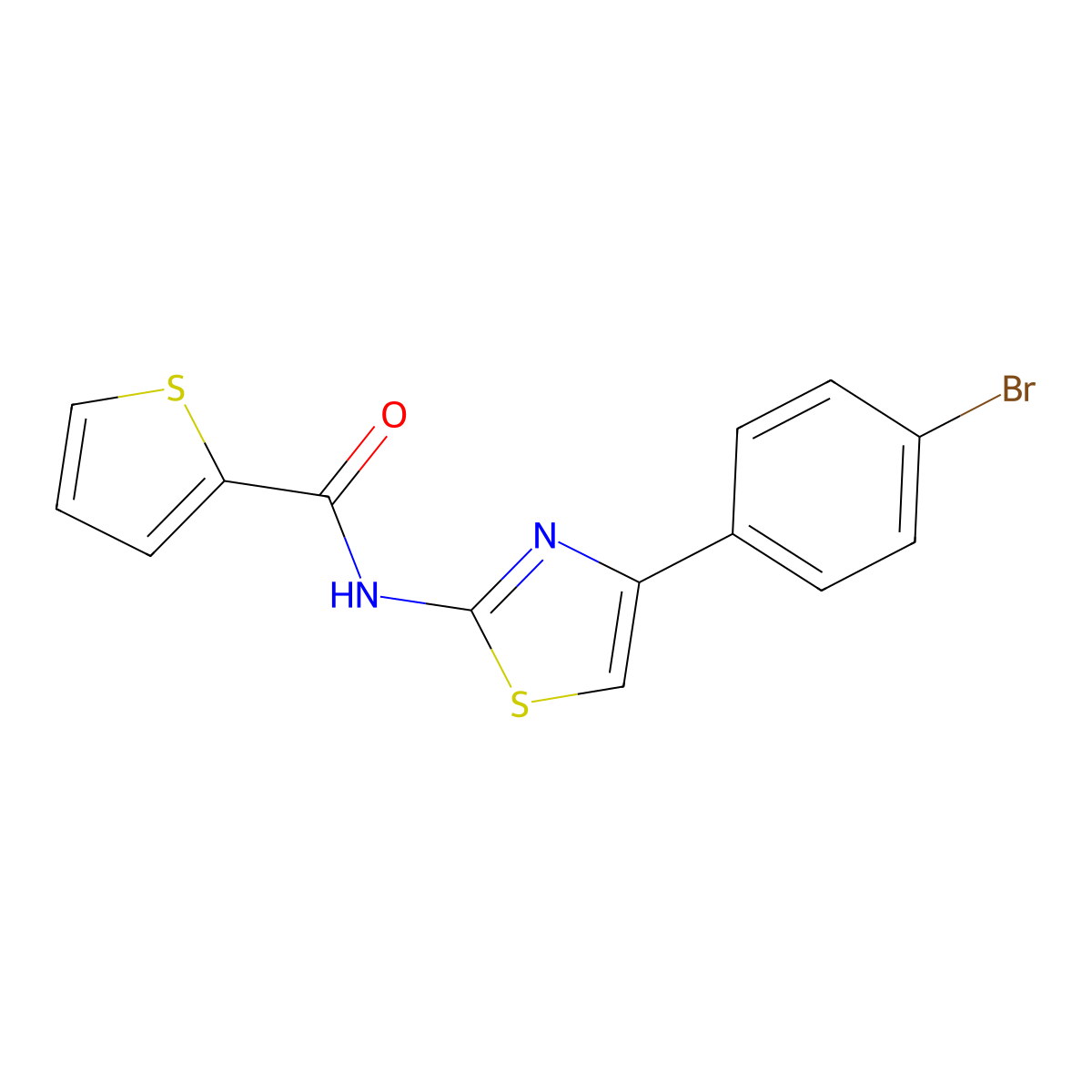 N-[4-(4-bromophenyl)-1,3-thiazol-2-yl]thiophene-2-carboxamide molecular structure, CAS 290829-15-1