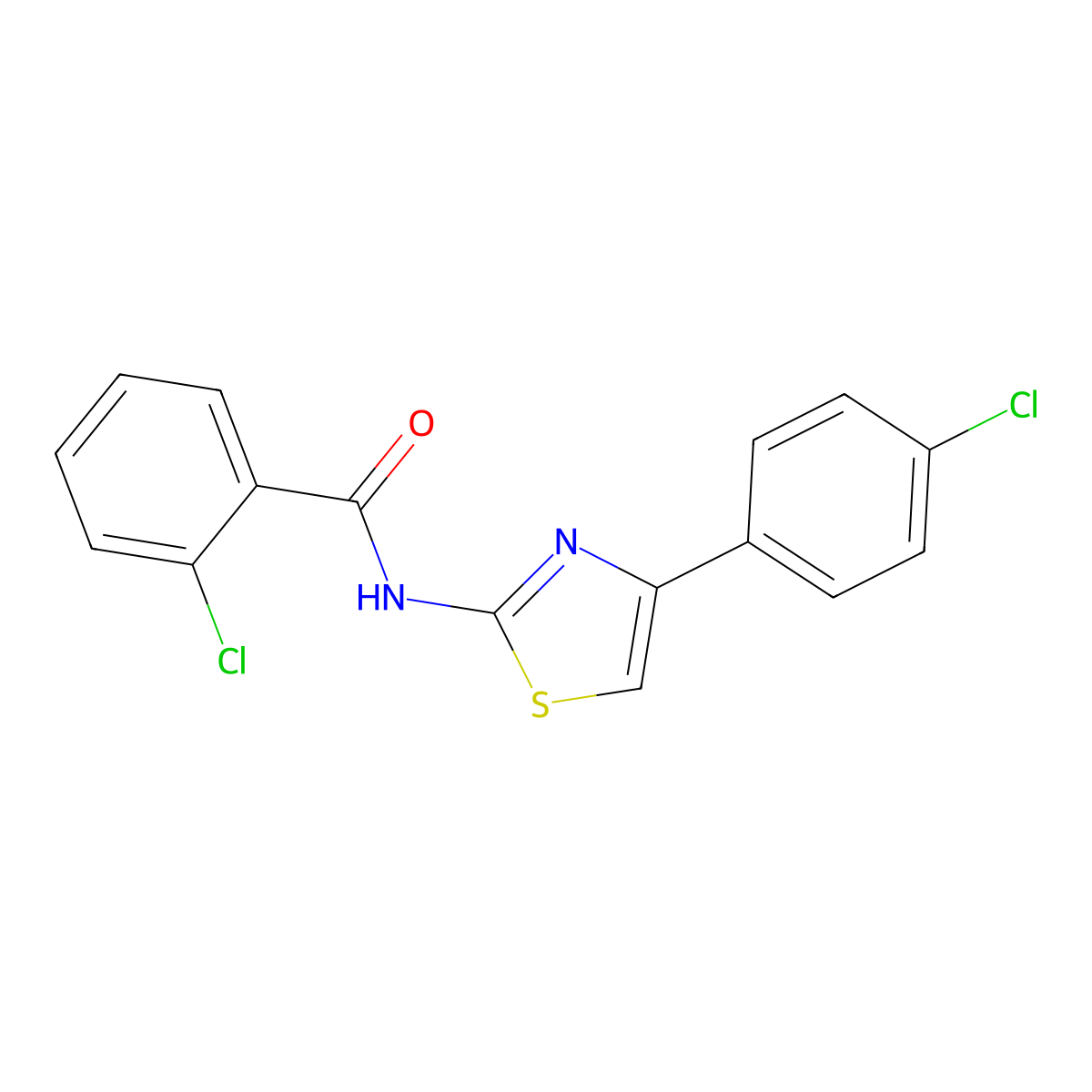 2-chloro-N-[4-(4-chlorophenyl)-1,3-thiazol-2-yl]benzamide molecular structure, CAS 290829-24-2