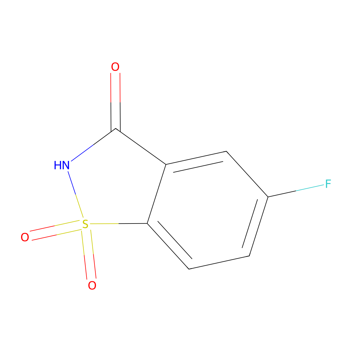 1,2-Benzisothiazol-3(2H)-one, 5-fluoro-, 1,1-dioxide molecular structure, CAS 29083-18-9