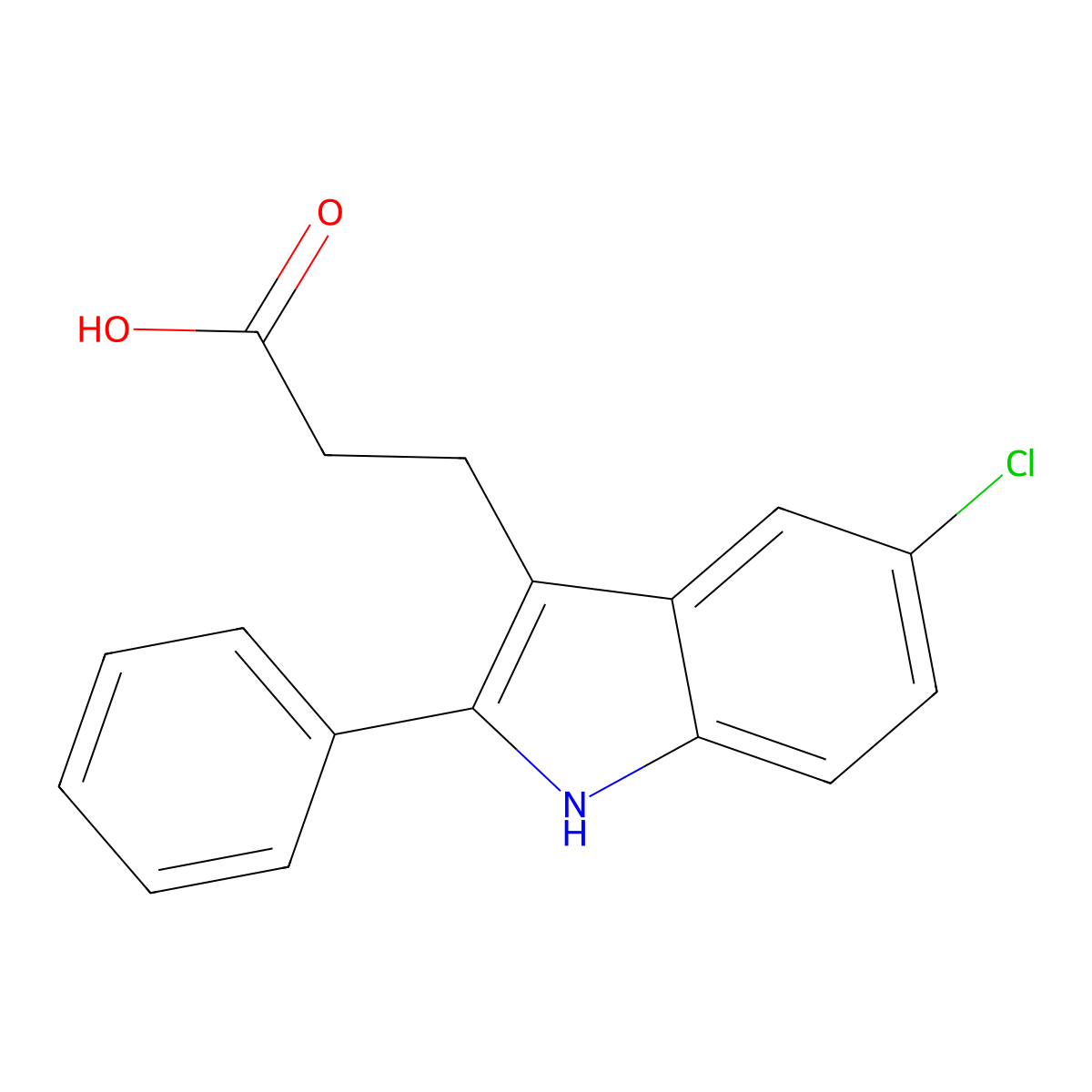 3-(5-chloro-2-phenyl-1H-indol-3-yl)propanoic Acid molecular structure, CAS 290832-30-3