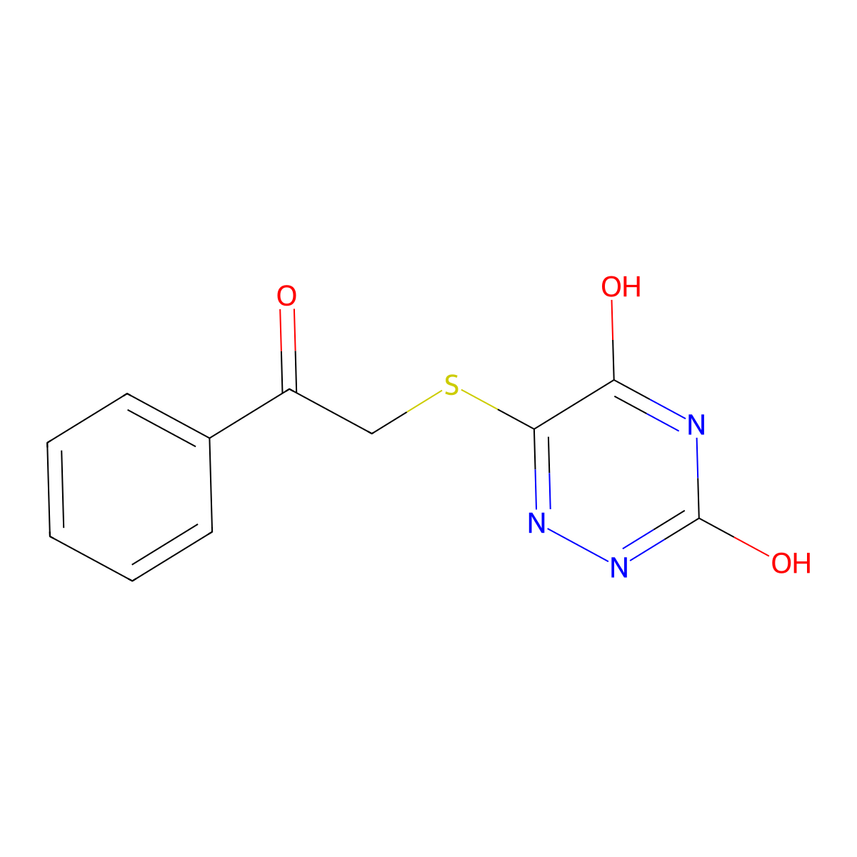 6-phenacylsulfanyl-2H-1,2,4-triazine-3,5-dione molecular structure, CAS 290835-04-0