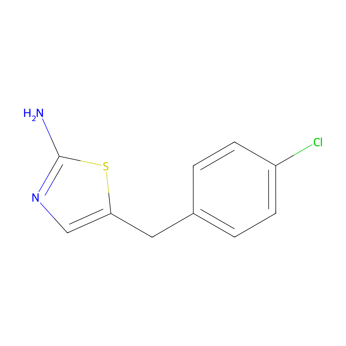 5-[(4-Chlorophenyl)methyl]-1,3-thiazol-2-amine molecular structure, CAS 290835-51-7