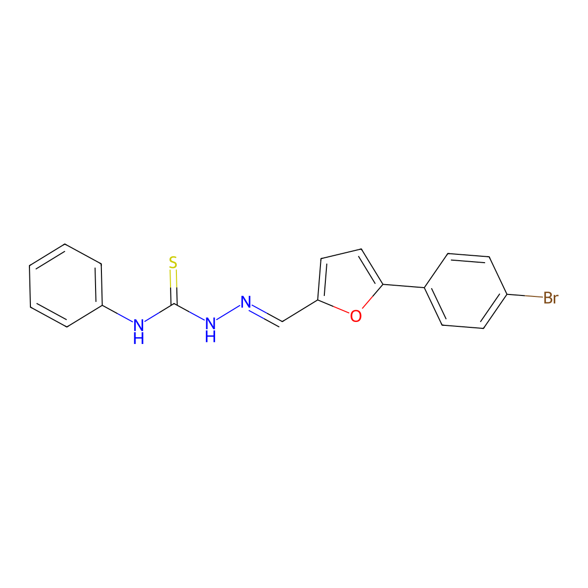 2-[[5-(4-Bromophenyl)-2-furanyl]methylene]-N-phenylhydrazinecarbothioamide molecular structure, CAS 290835-52-8