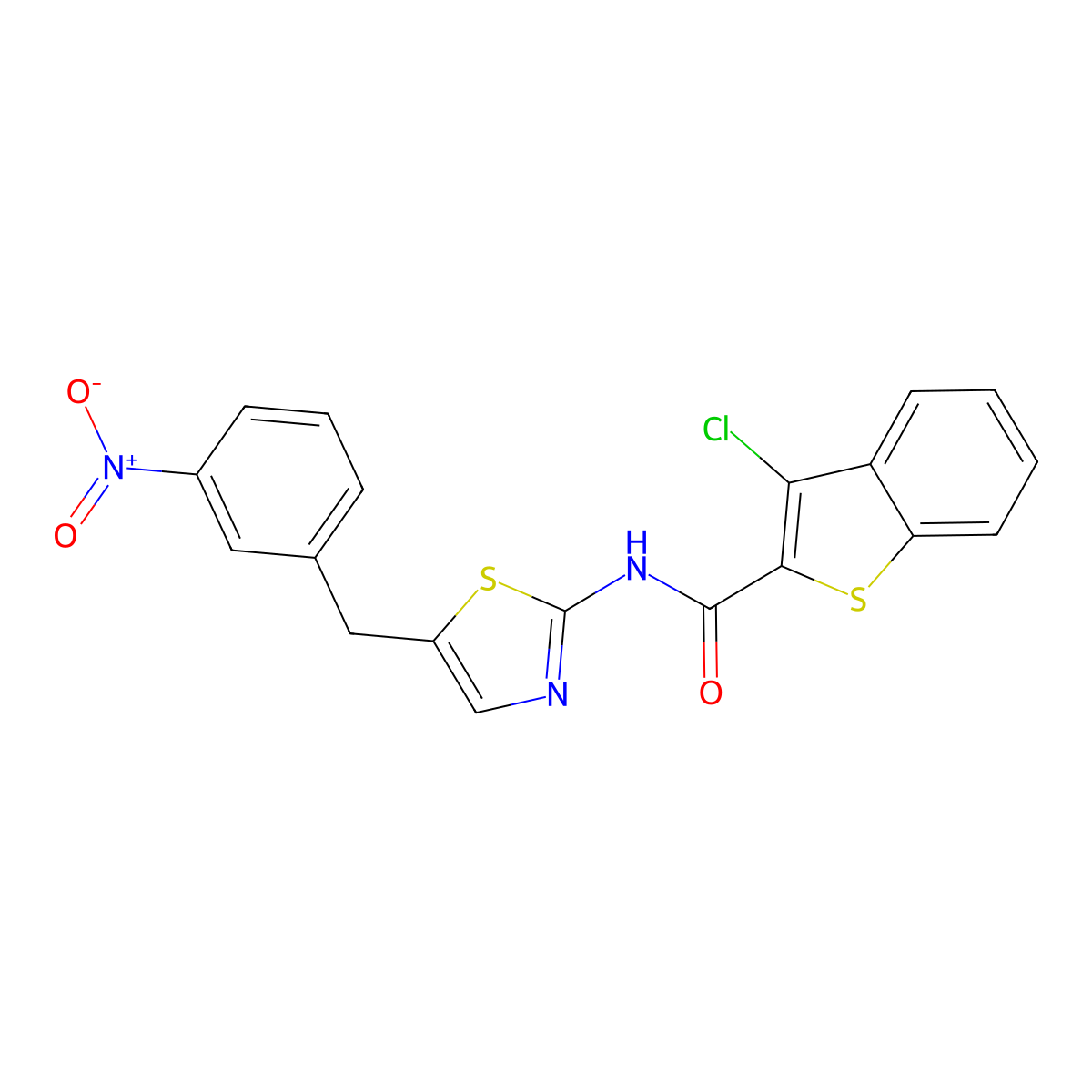 3-chloro-N-(5-(3-nitrobenzyl)thiazol-2-yl)benzo[b]thiophene-2-carboxamide molecular structure, CAS 290835-55-1