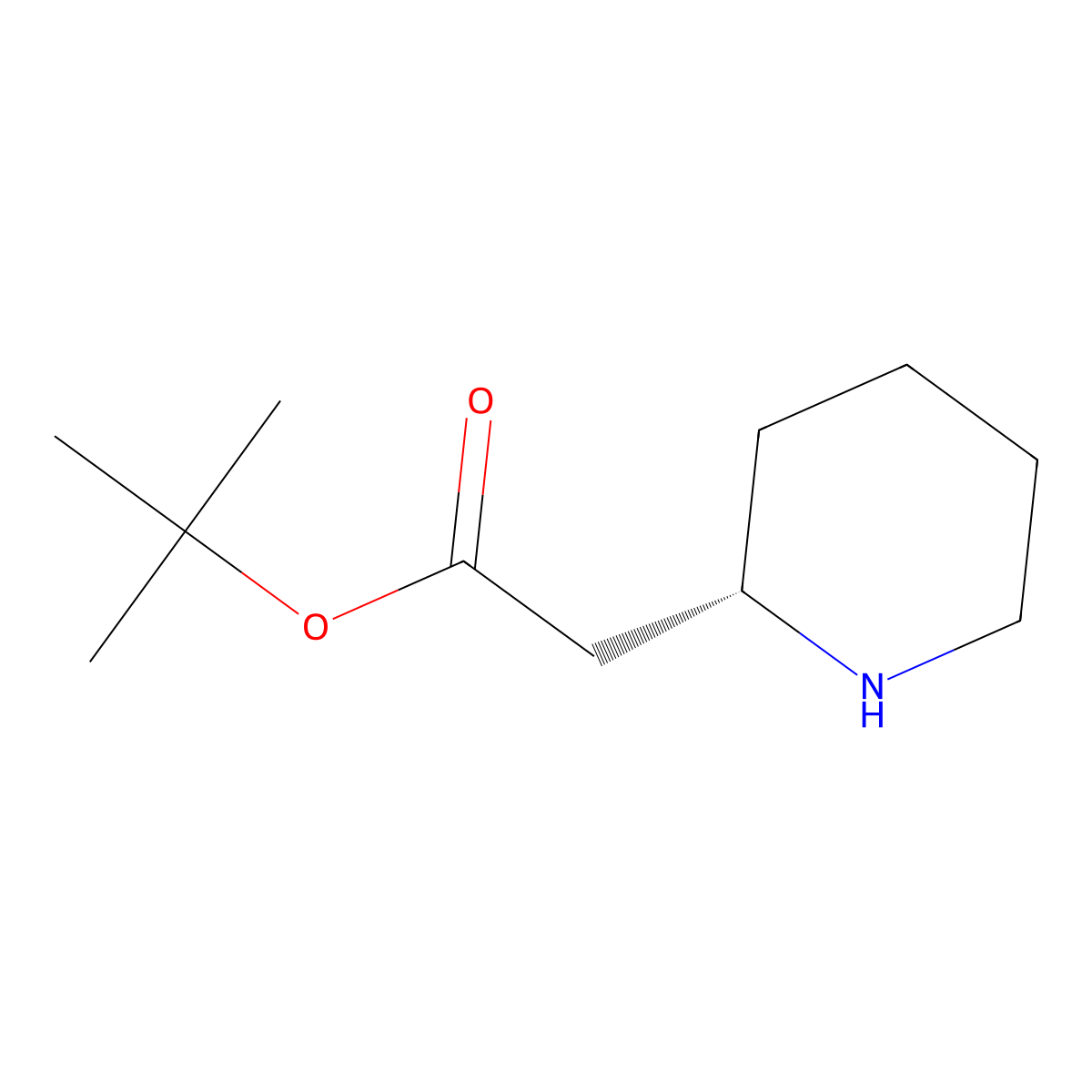 Tert-butyl 2-[(2S)-piperidin-2-YL]acetate molecular structure, CAS 290835-82-4