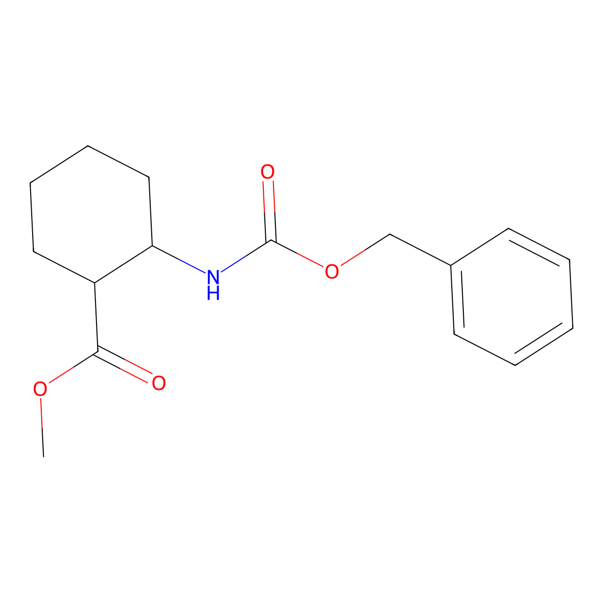 Methyl 2-(((benzyloxy)carbonyl)amino)cyclohexanecarboxylate molecular structure, CAS 290838-42-5