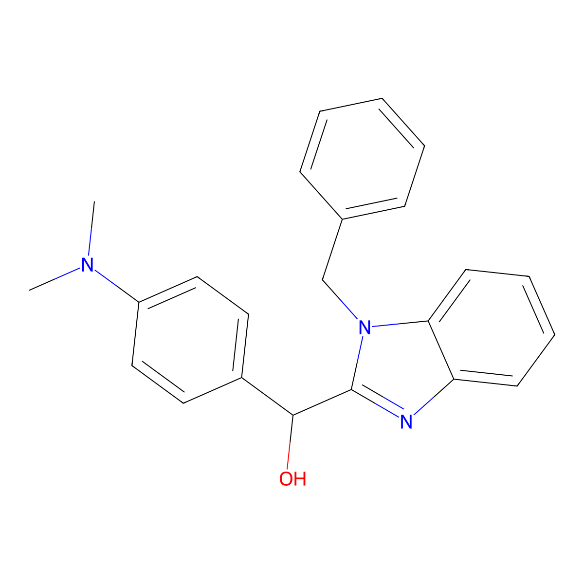 (1-benzyl-1H-benzimidazol-2-yl)[4-(dimethylamino)phenyl]methanol molecular structure, CAS 290839-41-7