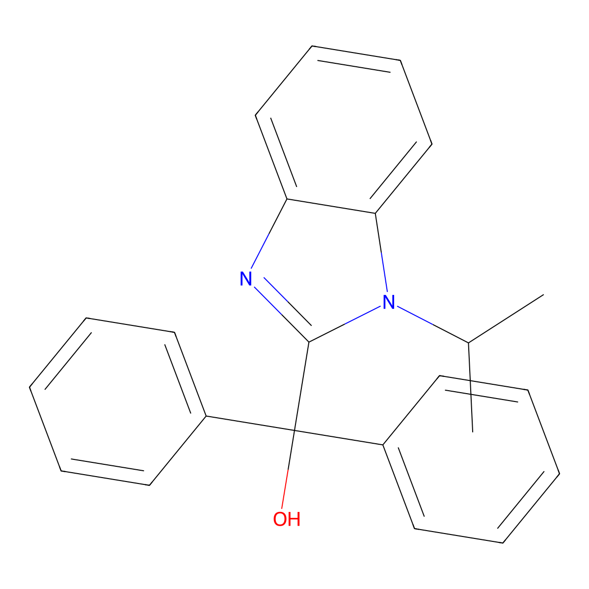 Diphenyl-(1-propan-2-ylbenzimidazol-2-yl)methanol molecular structure, CAS 290839-42-8