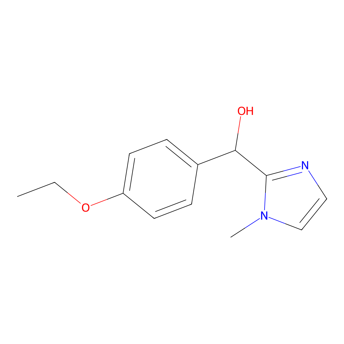 (4-ethoxyphenyl)(1-methyl-1H-imidazol-2-yl)methanol molecular structure, CAS 290839-43-9