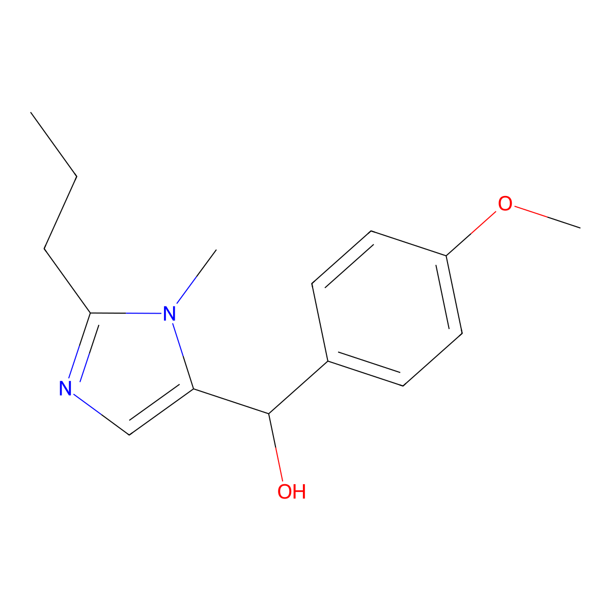 (4-methoxyphenyl)(1-methyl-2-propyl-1H-imidazol-5-yl)methanol molecular structure, CAS 290839-44-0