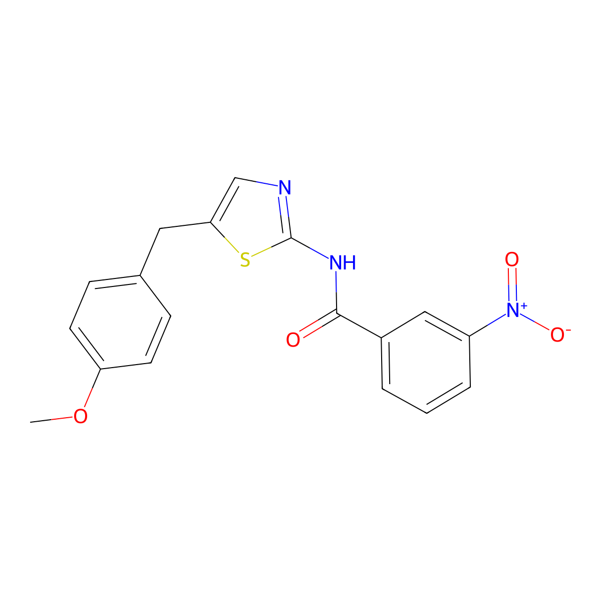 N-[5-(4-methoxybenzyl)-1,3-thiazol-2-yl]-3-nitrobenzamide molecular structure, CAS 290839-72-4