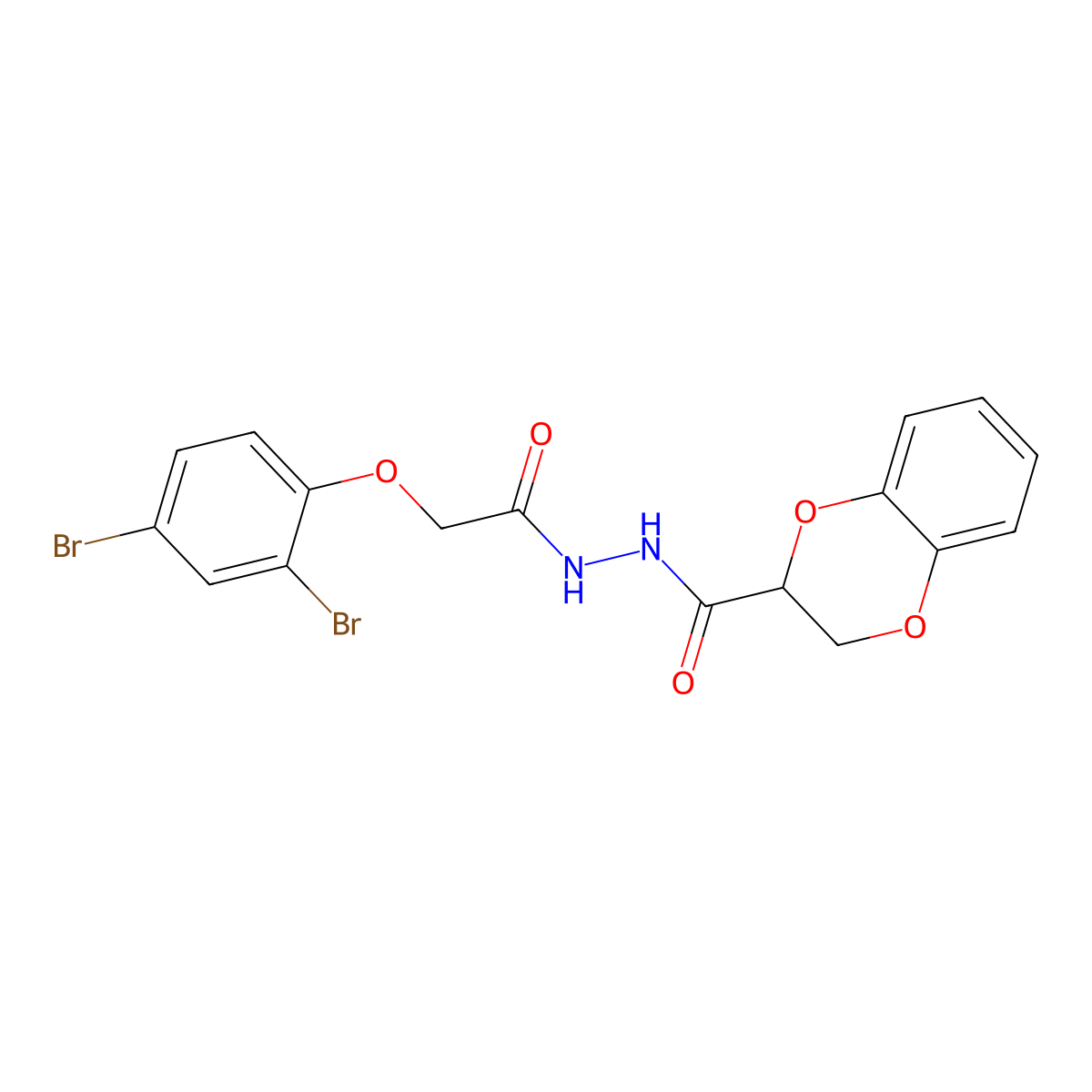N'-[2-(2,4-dibromophenoxy)acetyl]-2,3-dihydro-1,4-benzodioxine-2-carbohydrazide molecular structure, CAS 290839-95-1
