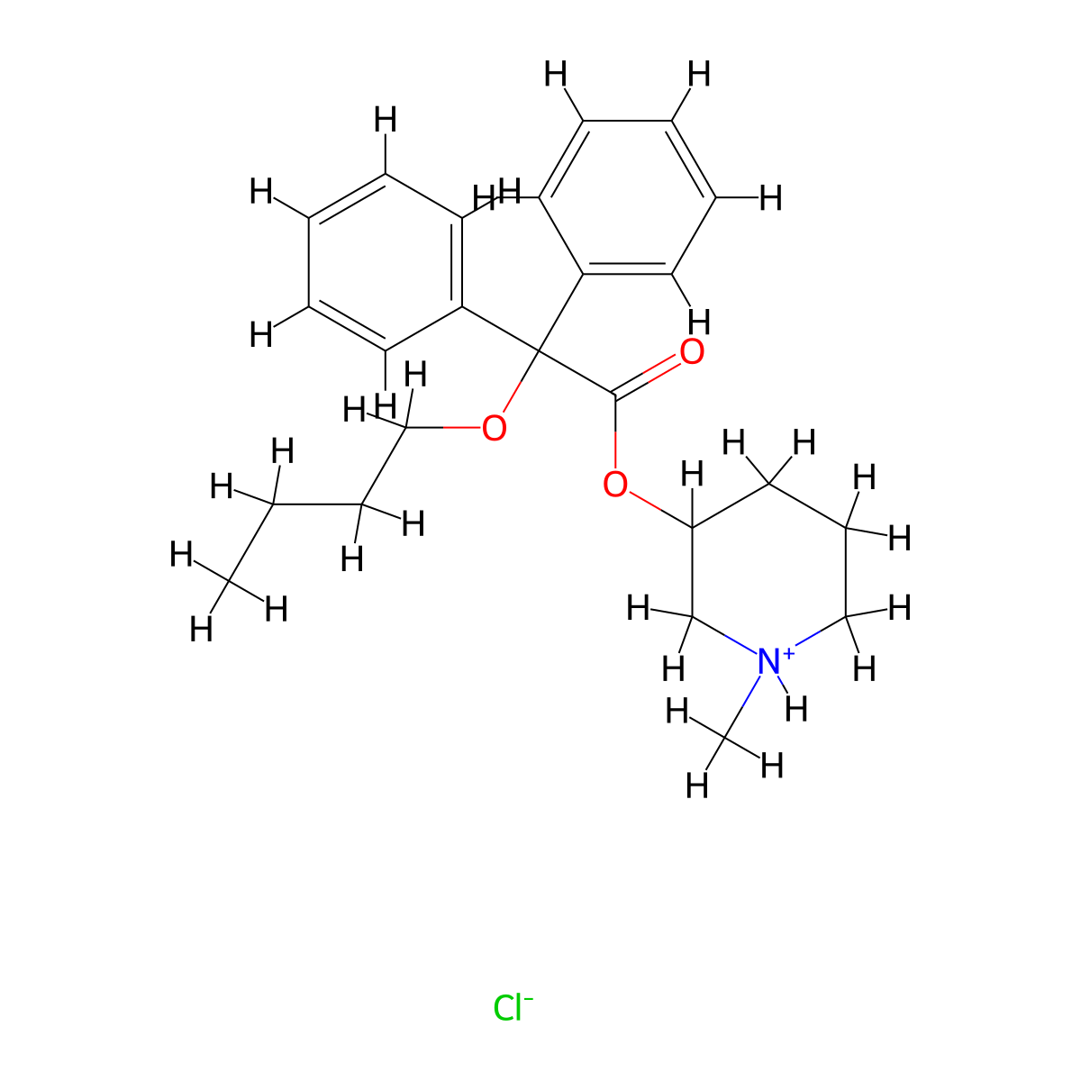 Acetic acid, 2-butoxy-2,2-diphenyl-, (1-methyl-3-piperidyl) ester, hydrochloride molecular structure, CAS 2909-86-6