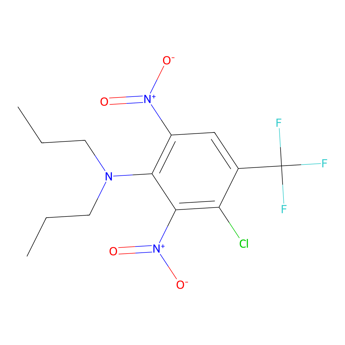 Benzenamine, 3-chloro-2,6-dinitro-N,N-dipropyl-4-(trifluoromethyl)- molecular structure, CAS 29091-20-1