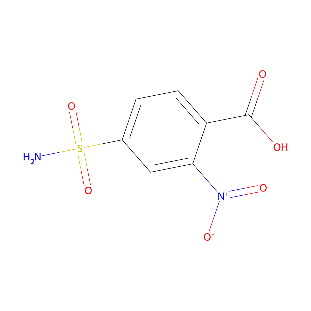 2-Nitro-4-sulfamoylbenzoic acid molecular structure, CAS 29092-31-7