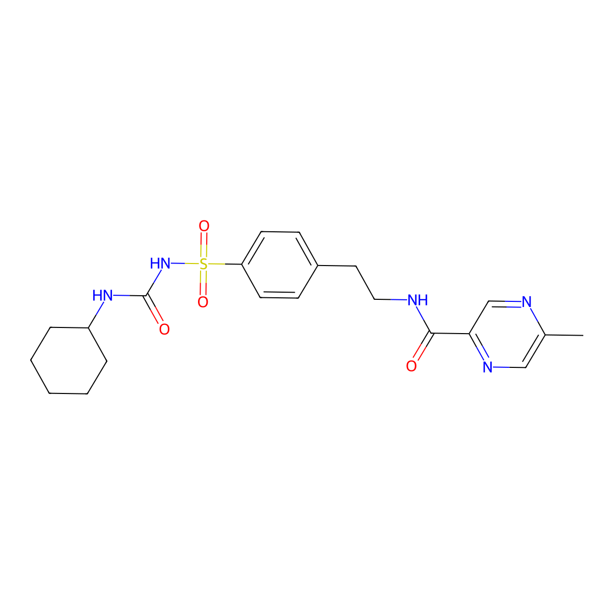 Glipizide molecular structure, CAS 29094-61-9