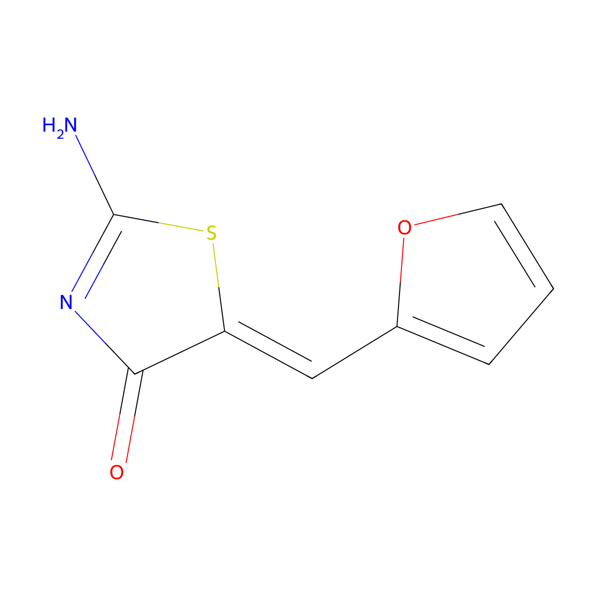 2-Amino-5-(furan-2-ylmethylidene)-1,3-thiazol-4-one molecular structure, CAS 29095-25-8