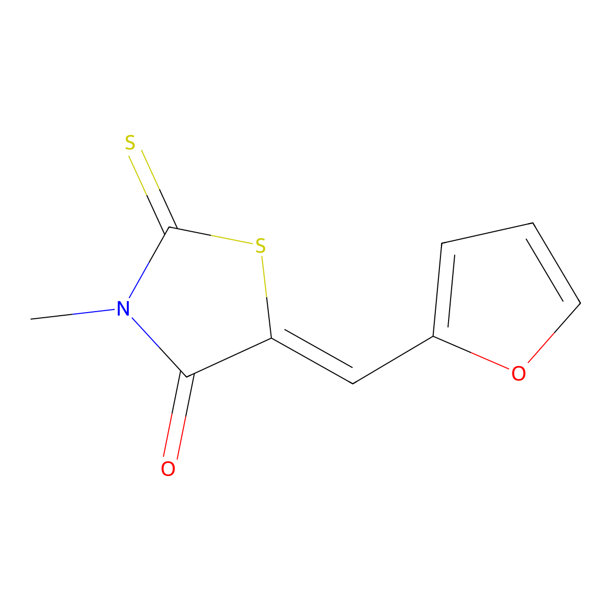 4-Thiazolidinone, 5-(2-furanylmethylene)-3-methyl-2-thioxo- molecular structure, CAS 29095-35-0
